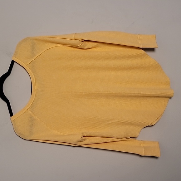 Tna Waffle Knit Sunny Yellow Relaxed Long Sleeve Top Sz S - Picture 4 of 8
